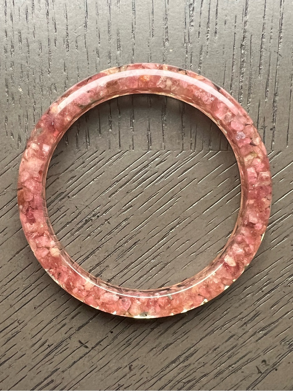 Pink tourmaline in resin hard bangle SIZE 62.1mm - Picture 2 of 10
